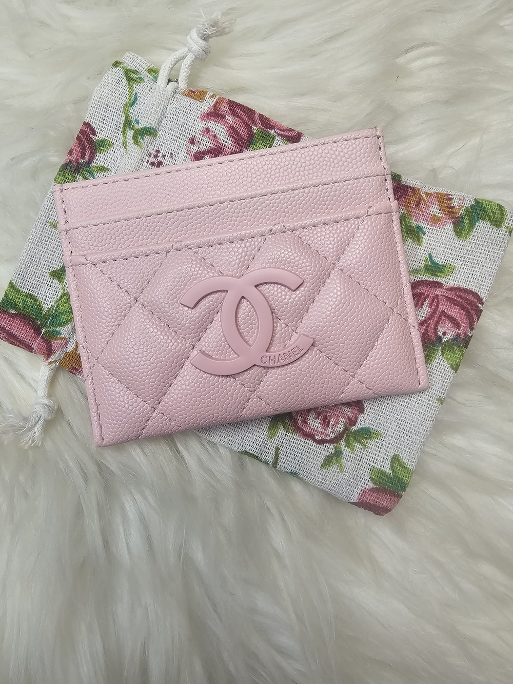 Light Pink Quilted Card Case Holder